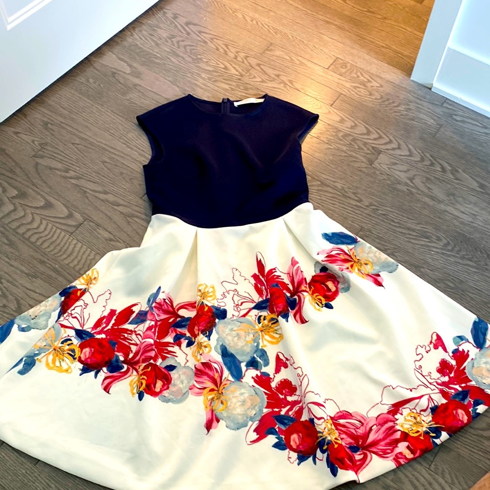 2 tone dress with floral print